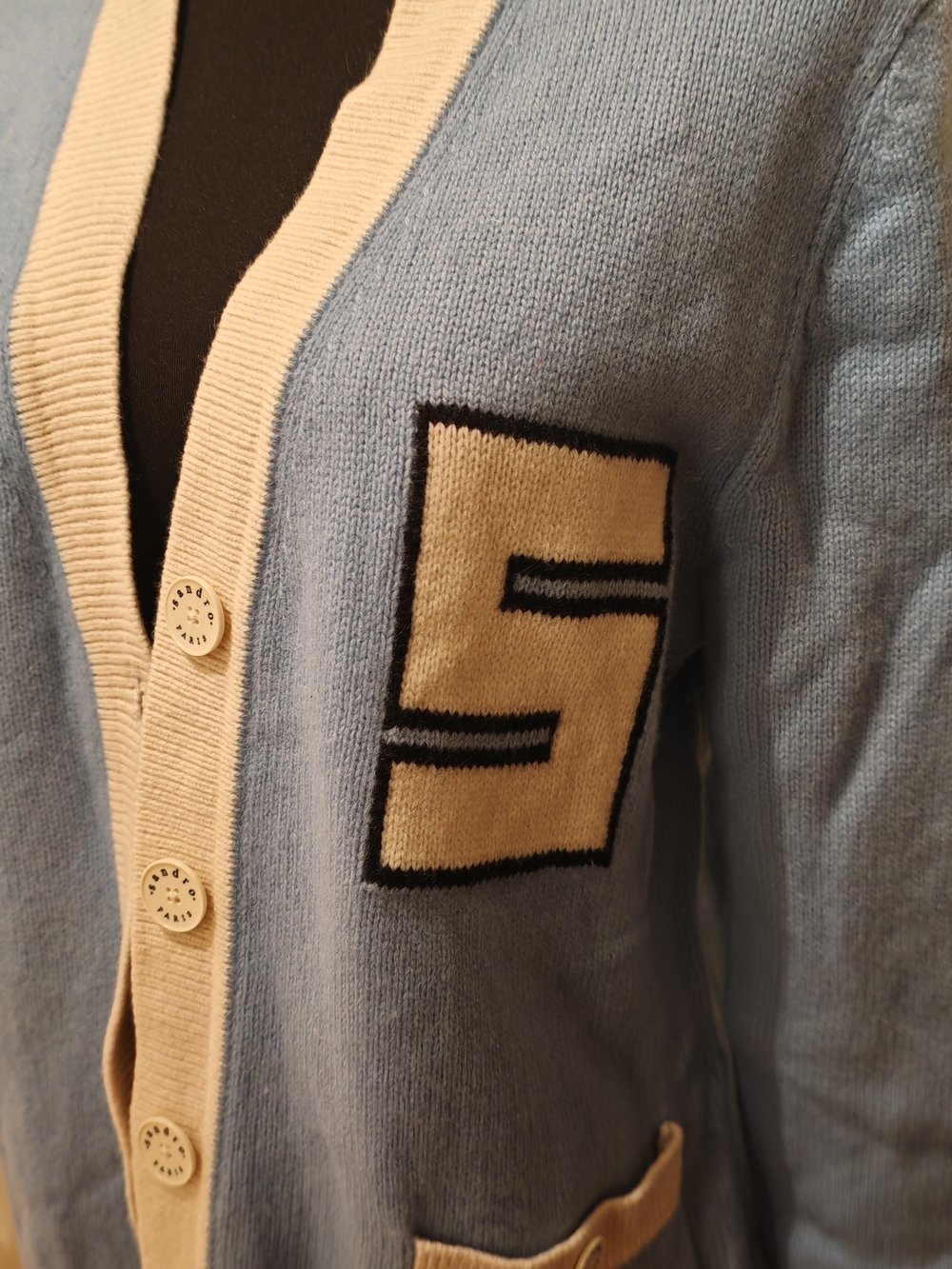 Sandro Amal Varsity Wool Cardigan 01900 - Picture 11 of 16